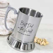 Custom-engraved beer stein gift for Father’s Day in black presentation box