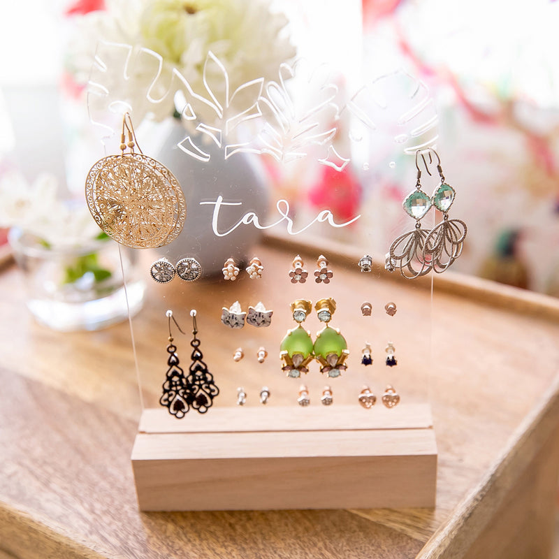 Personalised Engraved Clear Acrylic Jewellery Holder Mother's Day Gift