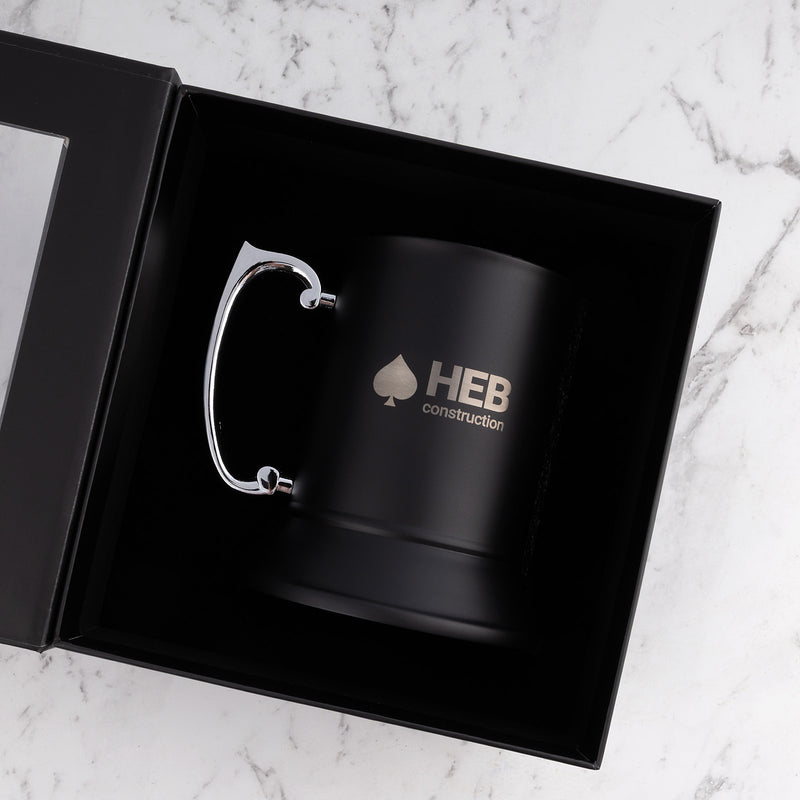 Custom metal beer mug with laser engraving and clear window gift box