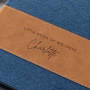 Blue denim notebook with personalised front design for gifting