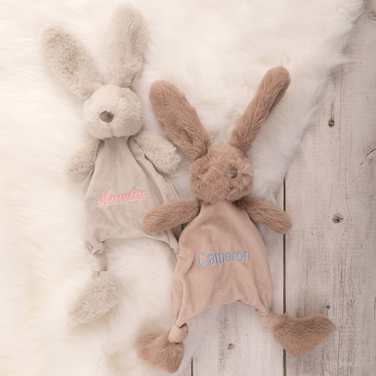 Personalised Plush Bunny Comforter Toy Personalised Favours