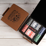Poker gift set with personalised engraving, chips, card decks and dice