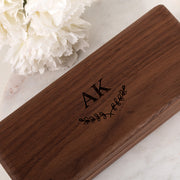 Engraved wooden glasses case with magnetic closure