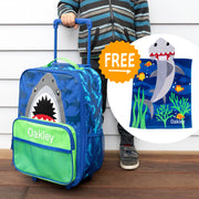 Personalised Shark Trolley Case With Free Matching Hooded Beach Towel