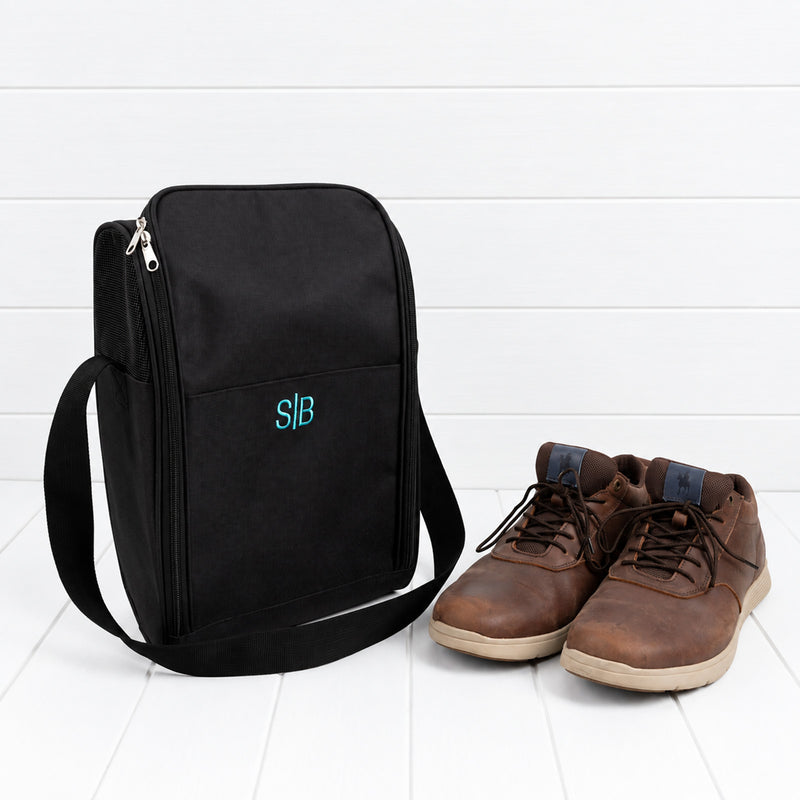 Embroidered personalised shoe bag for gym, sport and travel, designed to keep shoes clean, protected and separate from other gear.