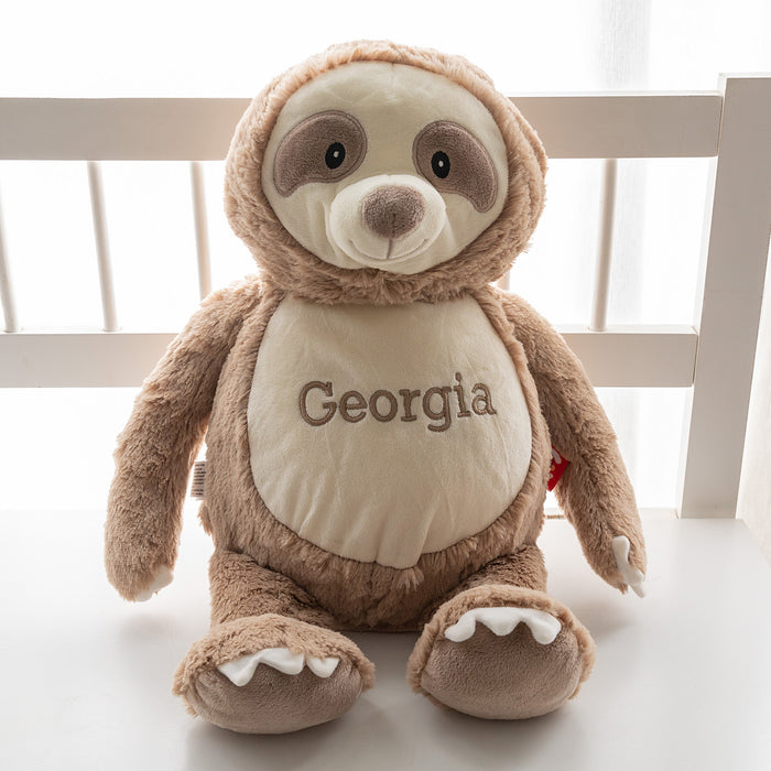 Personalised Embroidered Name Soft Toy Sloth