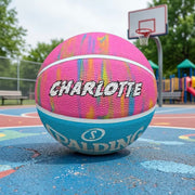 Personalised Spalding pink marble basketball with custom name
