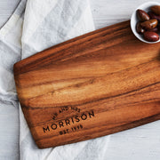Custom walnut wood serving board for couples who love to entertain