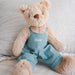 Personalised teddy bear Mr Honey Bear with embroidered name in blue overalls