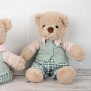Customisable teddy bear named Ethan with child-safe trimmings, ideal keepsake gift for birthdays or baby milestones