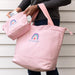 Customised Embroidered Teacher's Name Pink Tote Bag and Smaller Bag