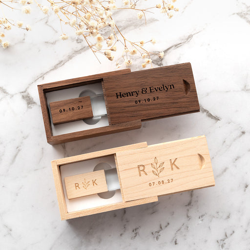 Personalised 32GB USB in engraved wooden keepsake box