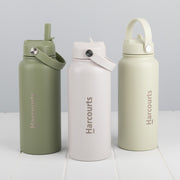 Custom logo engraved water bottle with carry handle