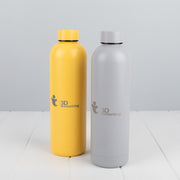 Custom 750ml stainless steel water bottle with engraved branding and leak proof lid