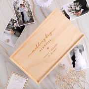 Personalised wedding keepsake box made from natural pine wood