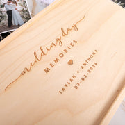 Custom engraved wooden box for newlyweds to store wedding memories