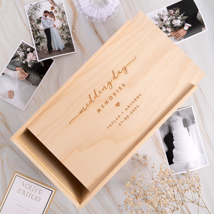 Personalised Engraved Wooden Wedding Memories Box Bride and Groom Gift