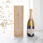 Custom wine box made from natural pine, ideal keepsake for engagements or bride and groom gifts