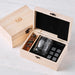 Premium personalised whiskey lover’s gift with stones, mini bottle, and wooden keepsake box.