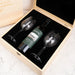 Custom engraved wine glasses and wine bottle in premium wooden gift box
