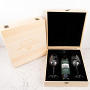 Elegant engraved wine glasses in keepsake box for 50th, 60th or 70th birthday