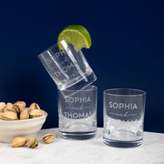 Engraved 60ml double shot glass personalised with wedding names and date