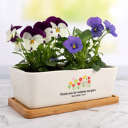 Custom teacher gift planter pot in kraft box with UV printed design