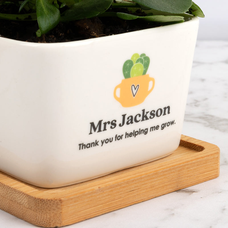 Small ceramic succulent planter teacher thank you gift UV printed