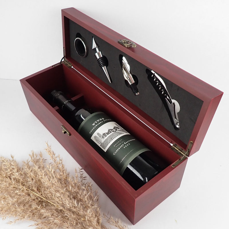 Custom Artwork White Printed Company Logo Stained Wooden Wine Box