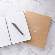 Olive personalised notebook and pen gift set for birthdays, teacher gifts, graduations, Christmas and corporate gifting
