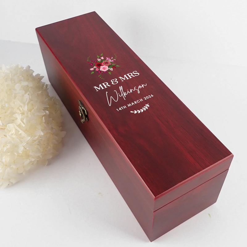 Personalised Wooden Stained Wine Box Set