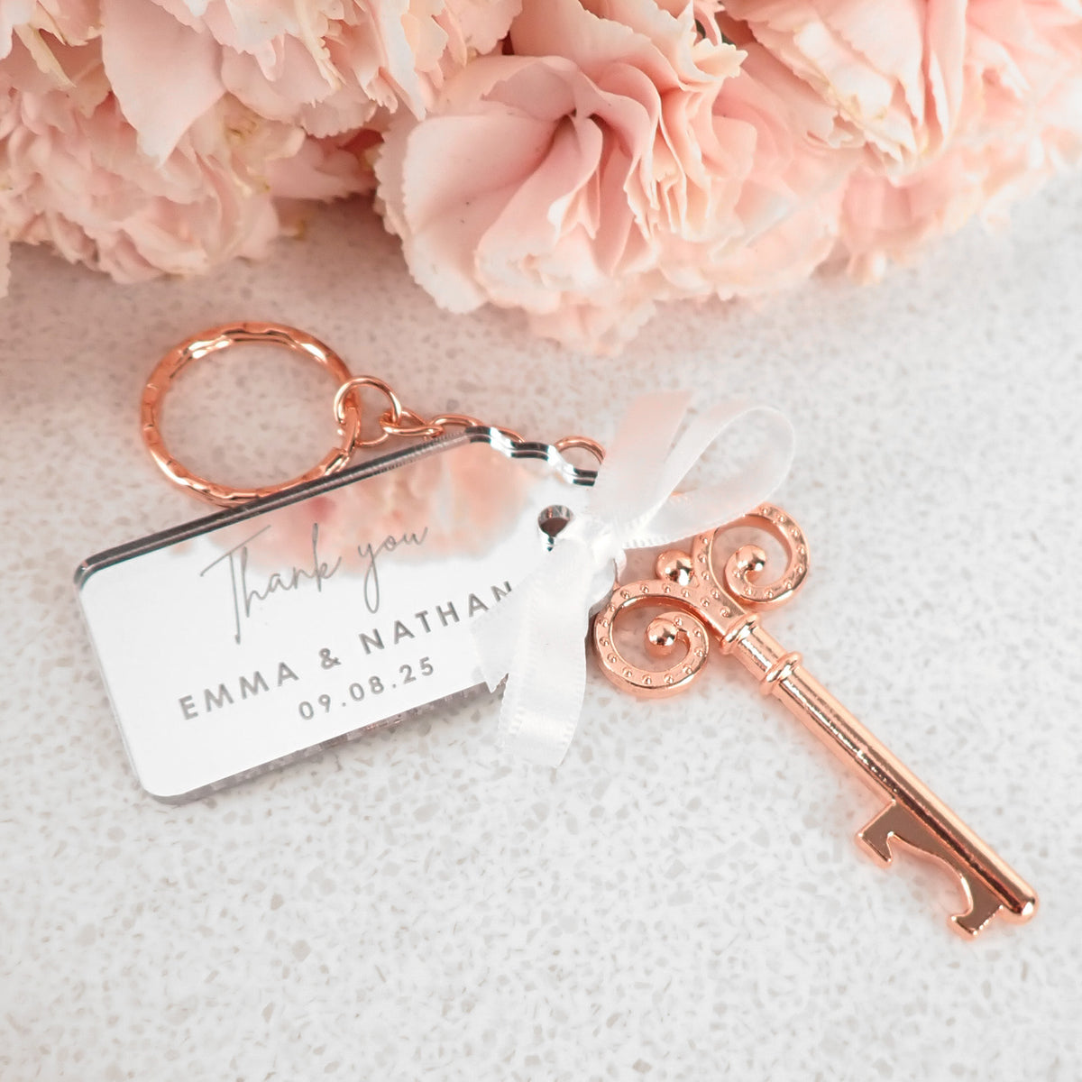 Rose Gold Key Bottle Opener with Rectangle Gift Tag | Personalised ...
