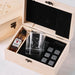 Premium Whiskey Gift Set with Engraved Glass, Stones and Spirit Bottle