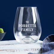 460ml engraved wine glass with custom family name – perfect for festive celebrations