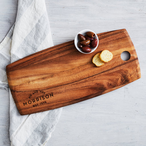 Personalised Valentine's Day Acacia Wood Tapas Board with Custom Engraving