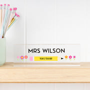 Personalised Acrylic Teacher Desk Name Sign with Full Colour Printing