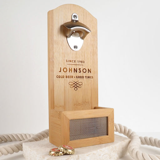 Personalised Engraved Bamboo Wall Mounted Bottle Opener