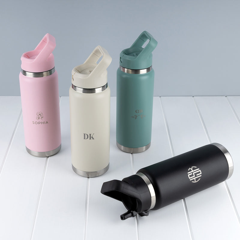 Custom personalised 780ml drink bottle, professionally laser engraved and perfect for birthdays, Christmas and everyday use.