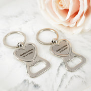 Customised Engraved Wedding Heart Silver Bottle Opener Keyring Favour