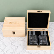 Personalised corporate whiskey gift box with custom logo and message, ideal for client appreciation, executive gifts and business milestones.