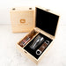 Personalised corporate beer gift set with engraved glass, barmate and wooden box featuring company logo