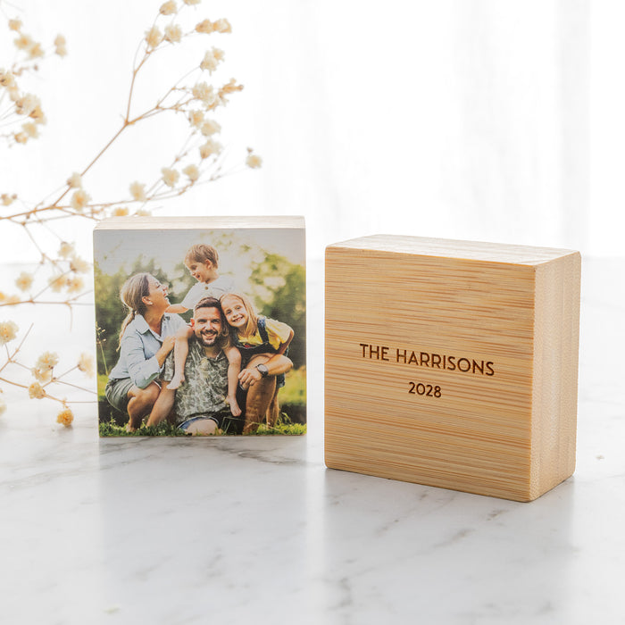 Personalised bamboo photo block with full colour printed image