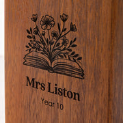 Engraved wooden stationery holder for teacher with personalised message