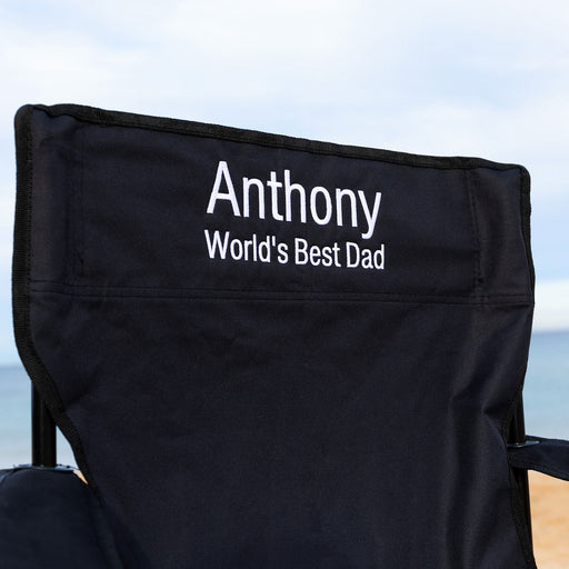 Personalised Embroidered White Name Father's Day Black Beach Camping