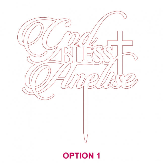 Laser Cut Acrylic Christening Cake Topper