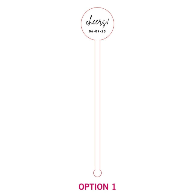 Engraved Frosted Acrylic Wedding Drink Stirrers