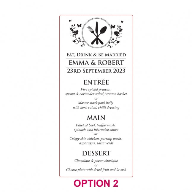 Engraved Acrylic DL Wedding Menus