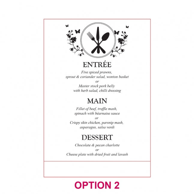 Engraved Clear Acrylic Menu with Wooden Base