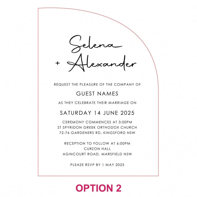 Engraved 5x7 Acrylic Semi Arch Wedding Invitations