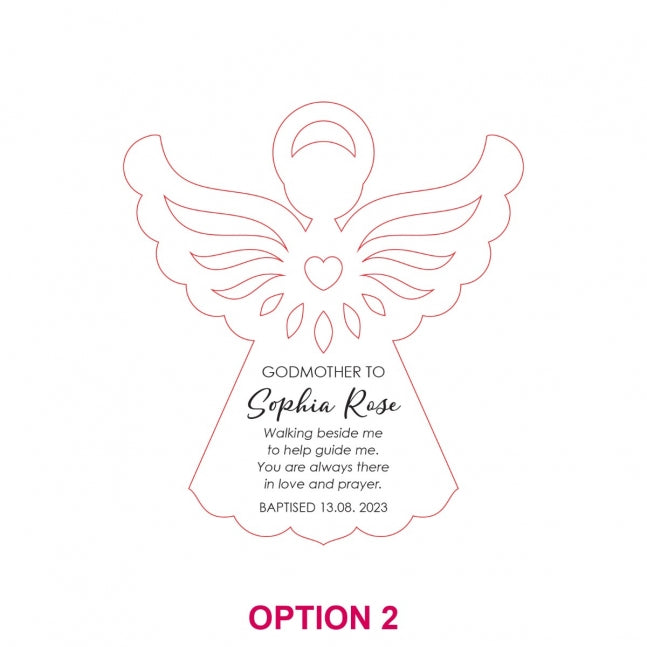 Printed Godparent Bamboo Angel Decoration